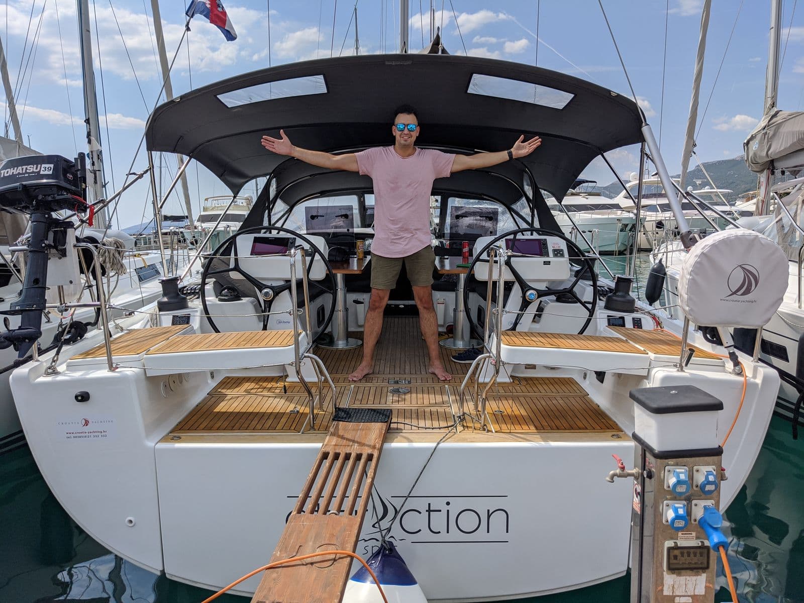 A member of the SkipperCity team on a sailing yacht in Split