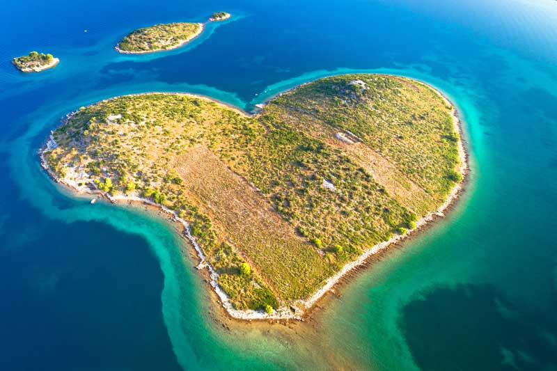 The famous heart-shaped 'Galesnjak' island near Zadar
